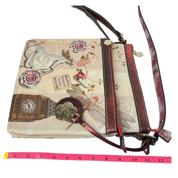 Arosa Crossbody Convertible HANDBAG 11x11 Purse Floral Bicycle London Clock NWOT - Picture 11 of 12